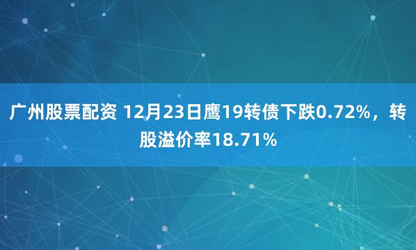 广州股票配资 12月23日鹰19转债下跌0.72%，转股溢价率18.71%