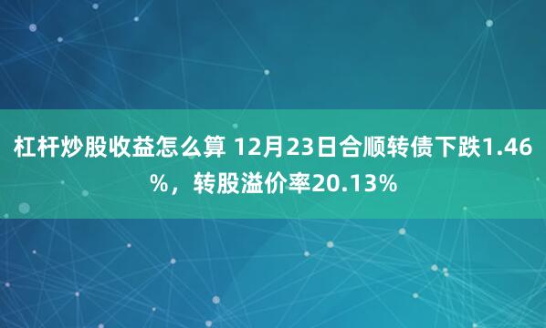 杠杆炒股收益怎么算 12月23日合顺转债下跌1.46%，转股溢价率20.13%