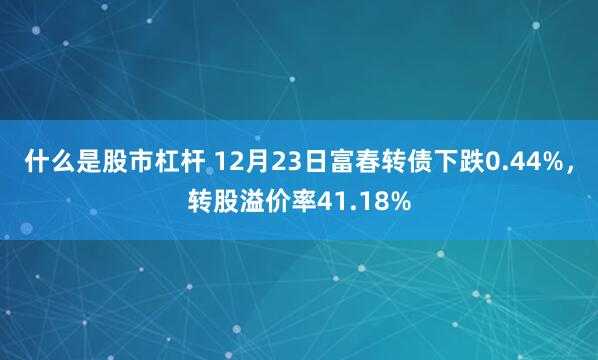 什么是股市杠杆 12月23日富春转债下跌0.44%，转股溢价率41.18%