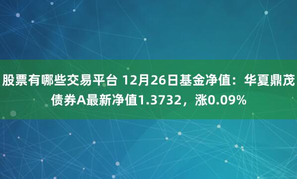 股票有哪些交易平台 12月26日基金净值：华夏鼎茂债券A最新净值1.3732，涨0.09%