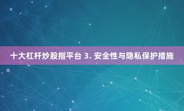 十大杠杆炒股指平台 3. 安全性与隐私保护措施